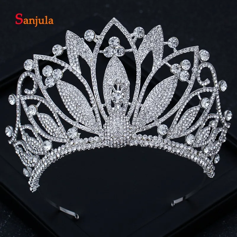 

Heavy Beaded Crown Rhinestones Bride Headband Peacock Shape Tiaras Wedding Hair Accessories Girls Headwear accessori sposa H144