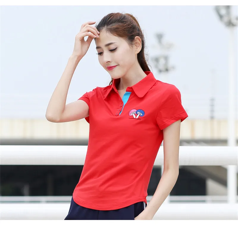 Модные женские рубашки поло с коротким рукавом женские летние рубашки поло плюс размер 6XL белые синие рубашки поло Slim Fit Женские топы YY945 - Цвет: red