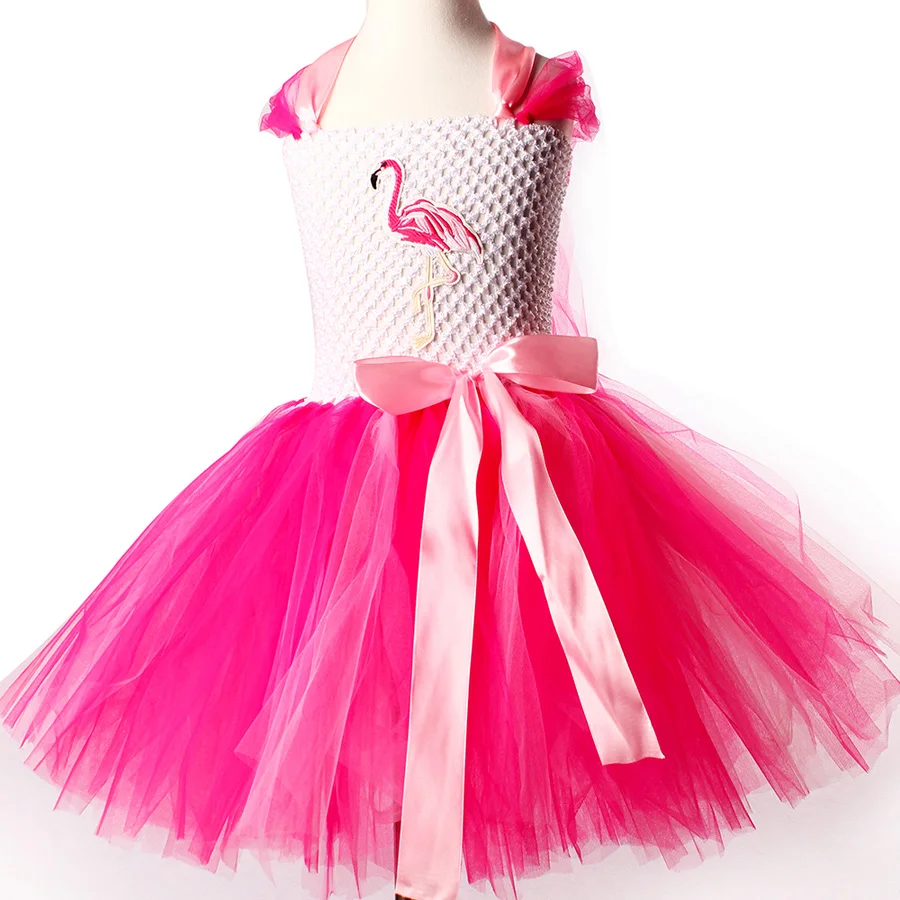 Kids Girls Flamingo Tutu Dress Sleeveless Summer Party Tulle Gown Girl Princess Fancy Fluffy Dress for Birthday Photo Clothing (20)