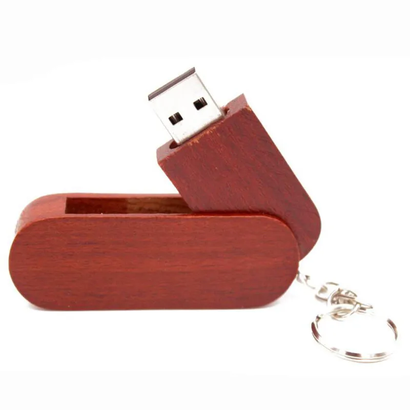 JASTER деревянный вращающийся USB флеш-накопитель Флешка 4G 16GB 32GB 64GB карта памяти U диск с металлическим брелком логотип индивидуальные подарки - Цвет: Rose wood