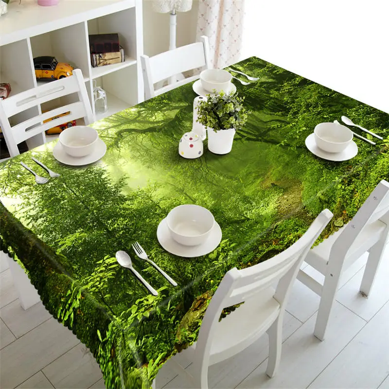 Beautiful Jungle Scenery Pattern 3d Tablecloth Polyester Dustproof