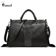 FUNMARDI Rivet and tassel PU leather women bags New design leather messenger bags Luxury shoulder bag Fashion women bag WLHB1503