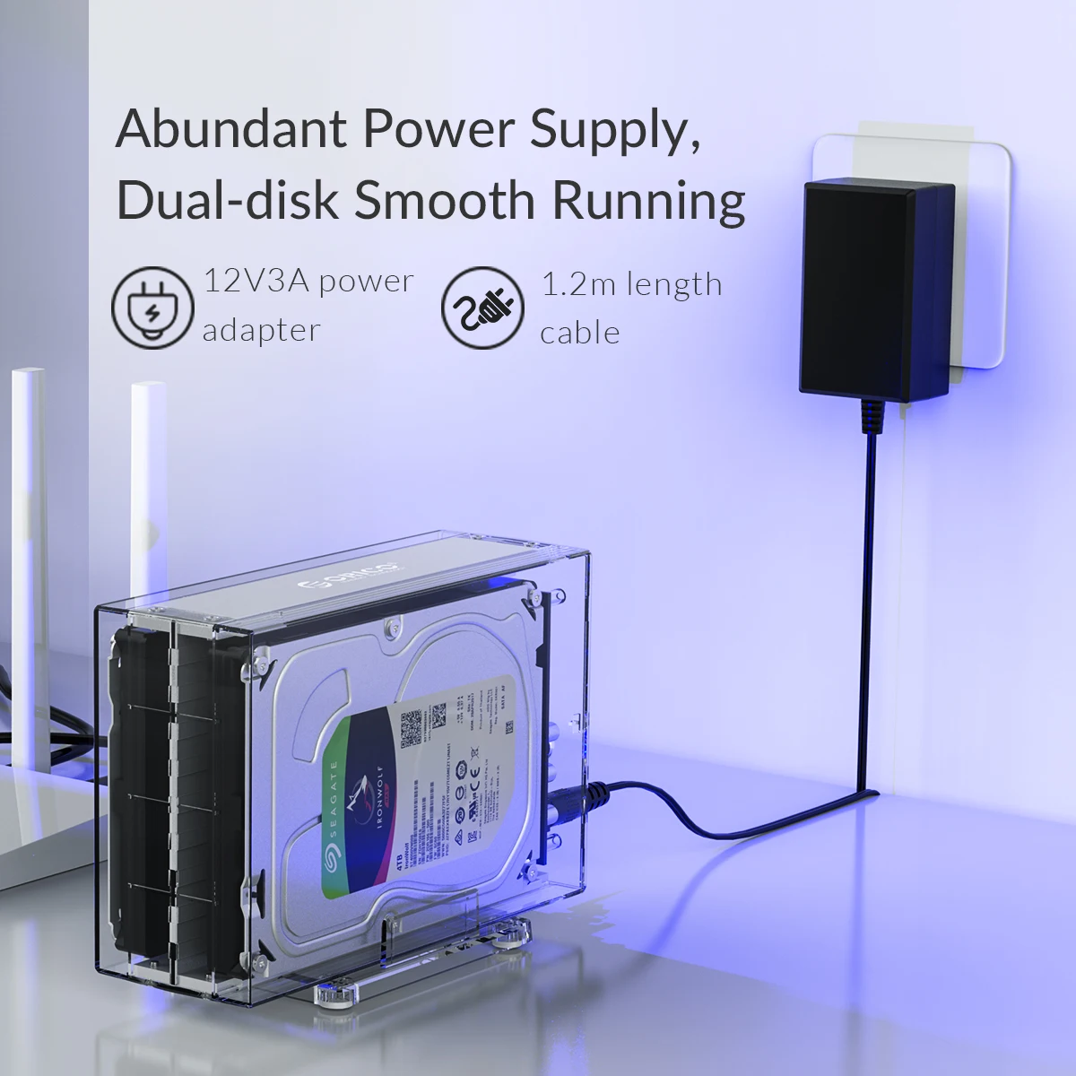 Портативный прозрачный док станция ORICO 3 5 дюйма с двумя разъемами типа C HDD чехол