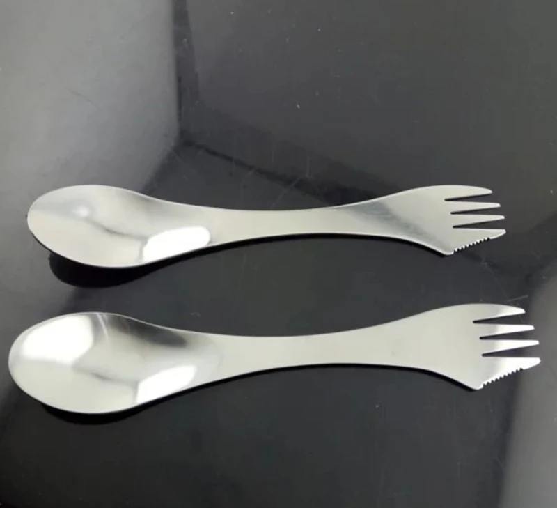 

Outdoor Multi Function Stainless Steel Spork Travel Camping Hiking Picnic Utensils Combo Knife Fork Spoon 3 in 1 Tableware 1PC