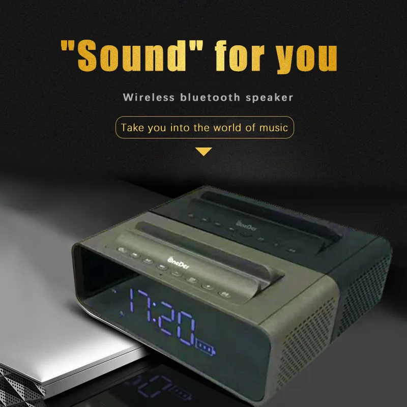 

New V06 clock wireless smart bluetooth speaker portable with high-definition LED display microphone stand support FM TF USB AUX