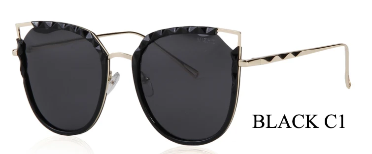 MIZHO брендовые, оригинальные, блестящие, поляризационные солнцезащитные очки для вождения для женщин, зеркальные очки с кошачьим глазом, цветные, прозрачные, визуальные - Цвет линз: WPGJ133 black c1