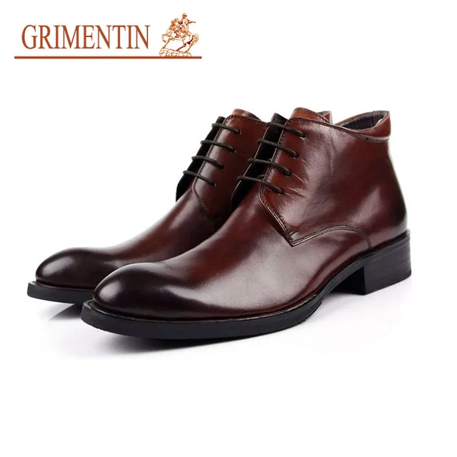 Men Boots Genuine Leather Ankle Autumn Winter Black Brown Luxury