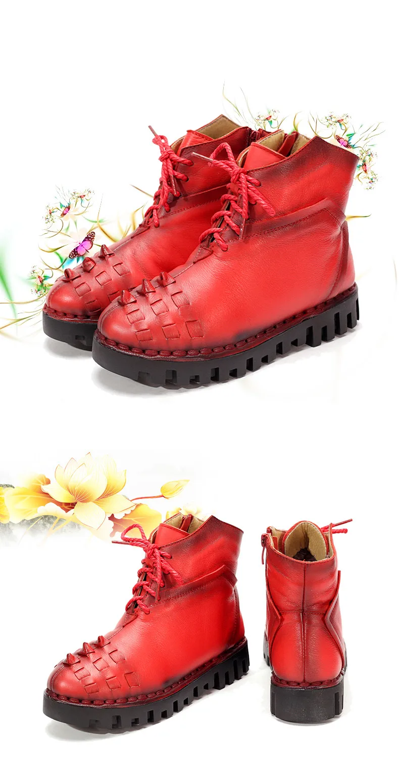 MUYANG/Китайская брендовая зимняя обувь; женские Ботинки martin из натуральной кожи; зимние ботинки; бархатные теплые женские ботинки в народном стиле