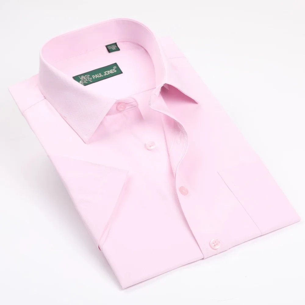 Men's Short Sleeve Solid Dress Shirt Slim-fit Non-Iron Work Shirts Formal Business Social Shirts Easy Care And Care 2