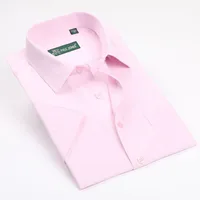 Men's Short Sleeve Solid Dress Shirt Slim-fit Non-Iron Work Shirts Formal Business Social Shirts Easy Care And Care 2