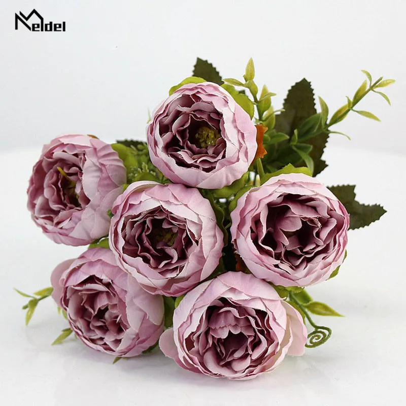 roses artificial flowers silk peonies bouquet wedding home decoration   (17)