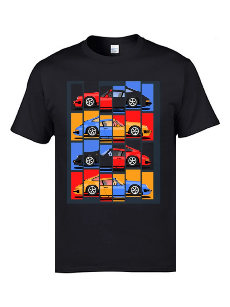 Printing Crewneck T-shirts ostern Day Tops T Shirt Short Sleeve Brand Cotton Fabric Casual Tops Shirt Design Men 911 Vintage Classic Car  7574 black