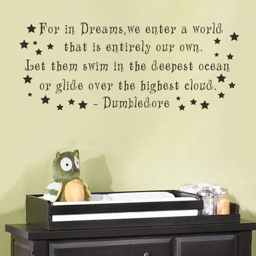Pour Dans Les Reves Nous Entrons Dans Un Monde Dumbledore Citation Harry Potter Sticker Nursery Chambre Vinyle Art Autocollant 28 Cm X 68 5 Cm Aliexpress