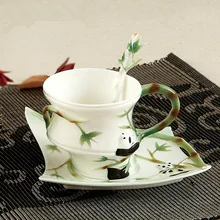 Каваи панда кофейные чашки с блюдцем ложка молоко кружки чайная чашка бамбуковая посуда для детей керамическая чашка для завтрака лучшие подарки