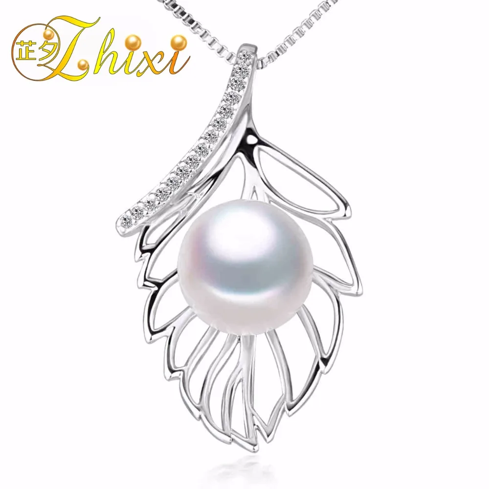 [ZHIXI] Fine Pearl Jewelry Pearl Necklace Pendant 9 10MM Freshwater