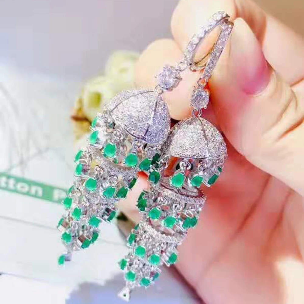 HIBRIDE New Arrival AAA Cubic Zircon Pave Long Drop Tassel Earrings for Women Pendientes Mujer Brincos Party Jewelry E-14 - Image 4