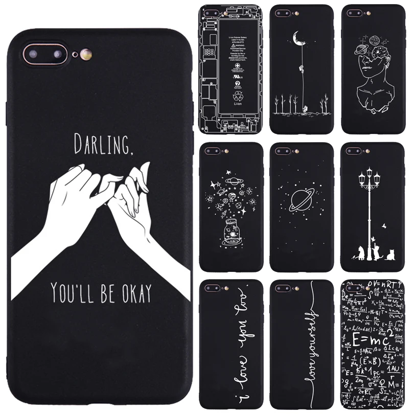 Lover Darling Equation Print Phone Cases For iphone 7 8 Plus X 5S SE Case For iphone 6 Plus XR XS Max Frosted Soft Back Cover