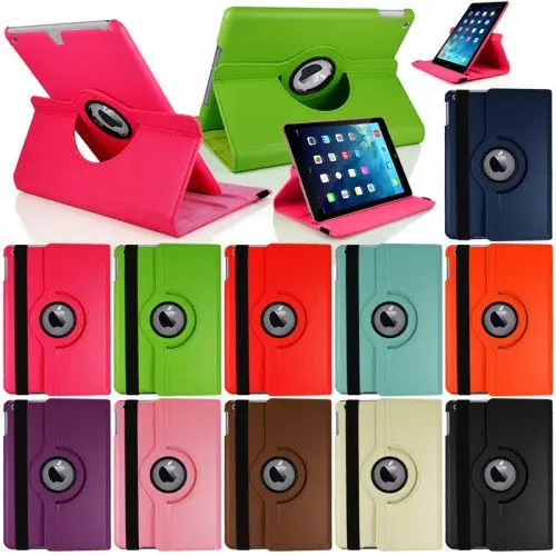 

360 Rotating Stand Flip Smart PU Leather Case Cover for Case Apple iPad Air 1st Generation (2013) Cover w/Screen Film Stylus Pen