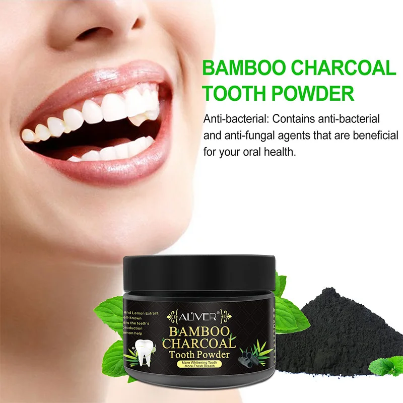 

ALIVER Teeth Whitening Bamboo Charcoal Powder Tooth Powder Tooth Whitening Powder Mint Remove Tooth Stains Oral Hygiene 50g
