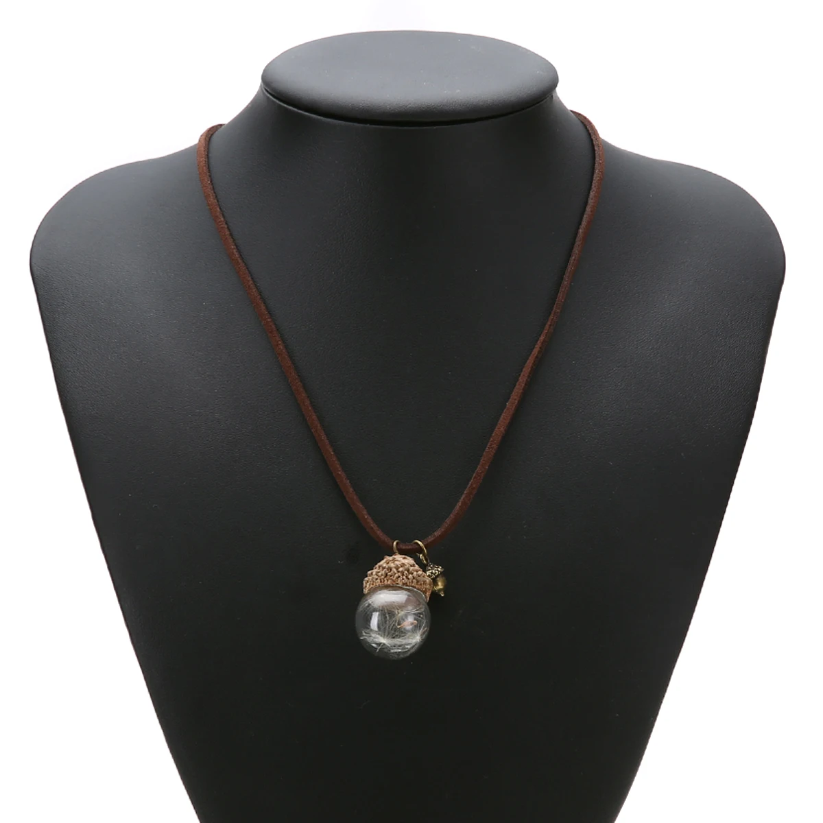 Fashion Crystal Glass Ball Acorn Necklace Shellhard Pinecone Dandelion Flower Pendant Necklace Vintage Jewelry Femme Bijoux