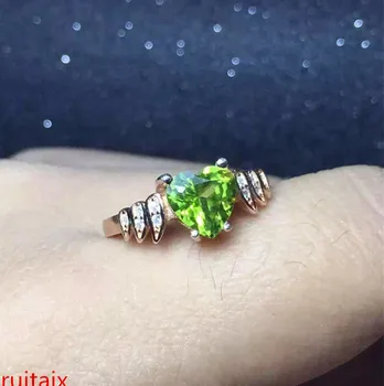 

KJJEAXCMY fine jewelry 925 Silver inlaid natural olivine stone ring with high quality super fire color female style ring fire xc