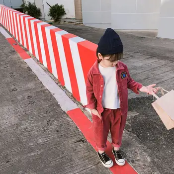 

2019 Spring New korean style cotton clothing sets shirt with long pants fashion corduroy suit for cute sweet baby girls