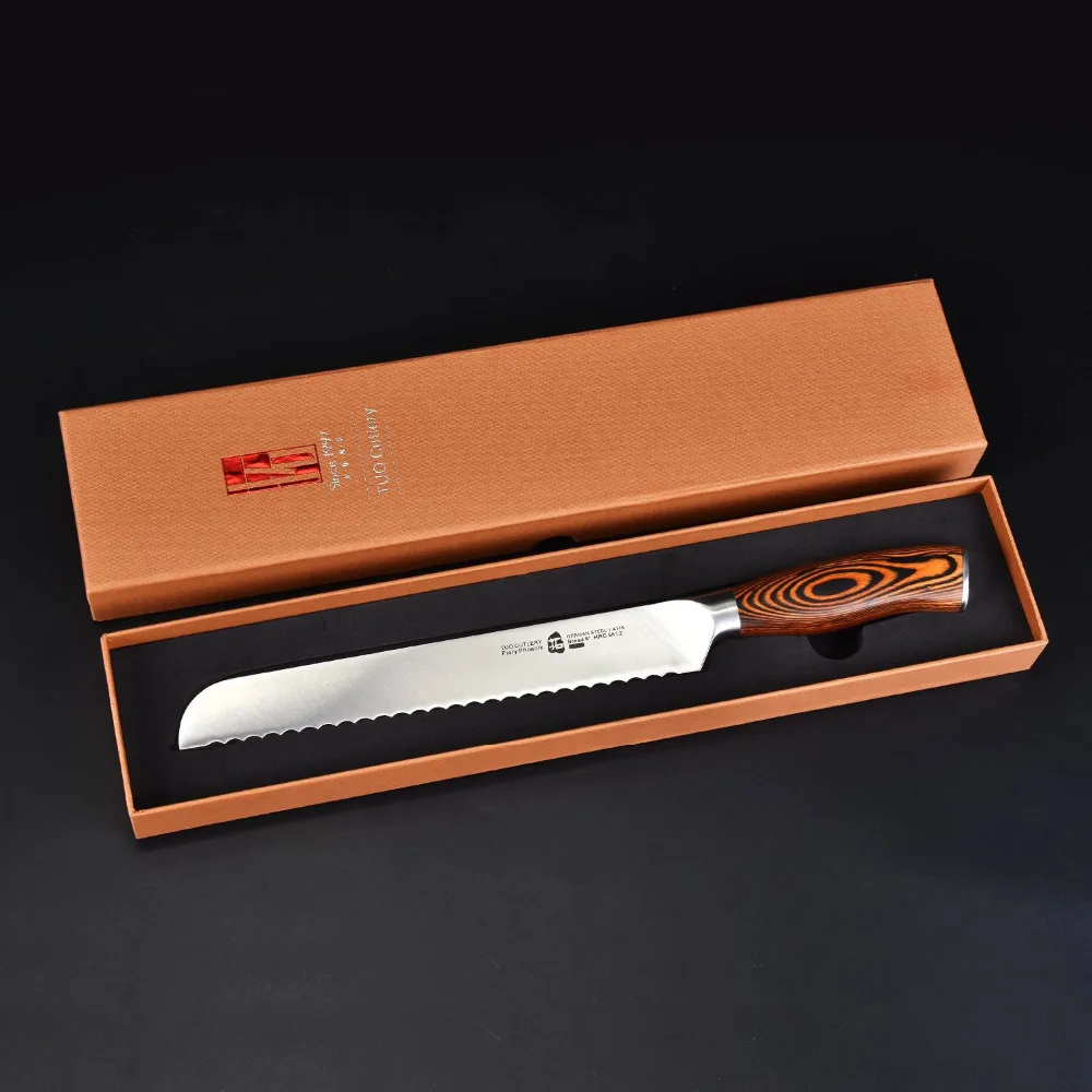 TUO столовые приборы нож для хлеба-немецкий 1,4116 HC нержавеющая сталь для нарезки торта кухонный нож шеф-повара-эргономичная ручка Pakkawood-9"