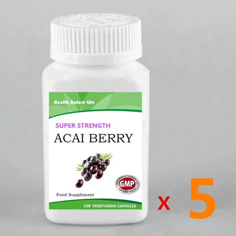 Acai Berry ультра-5000 супер прочность 100 Шапки Veggie Friendly-потеря веса смесь(Vit B12, Vit B6, Vit B5, Vit B1 - Цвет: 5 bottles