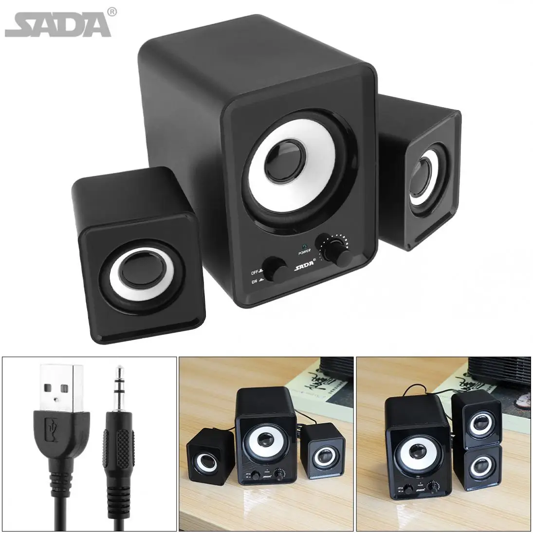 SADA Portable Mini Combination Mega Bass Subwoofer Speaker Household