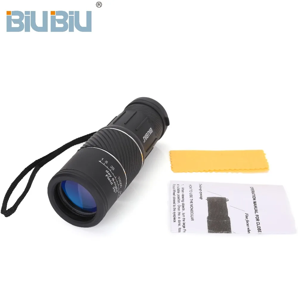 BIUBIU 16x52HD Optical Monocular Low Night Vision Waterproof Mini Portable Focus Telescope Zoomable 10X Scope for Travel Hunting BIUBIU 16x52HD Optical Monocular Low Night Vision Waterproof Mini Portable Focus Telescope Zoomable 10X Scope for Travel Hunting