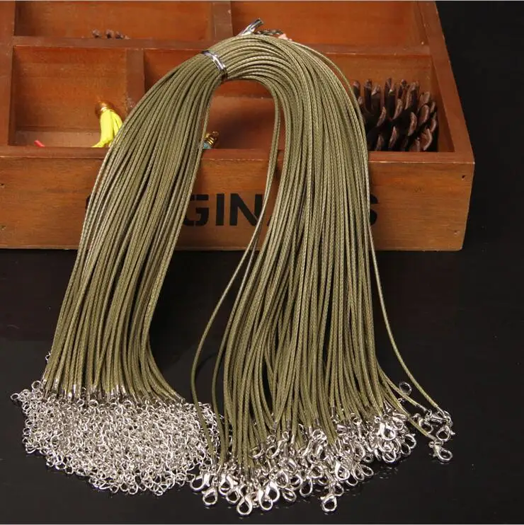 Wholesale 20pcs/lot 1.5mm Multicolor Leather Cord Wax Rope Chain Necklace with Lobster Clasp DIY Jewelry Accessorie Z570
