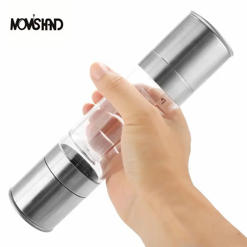 

2 in 1 Stainless Steel Manual Salt and Pepper Mill Spice Grinder Cooking Tools