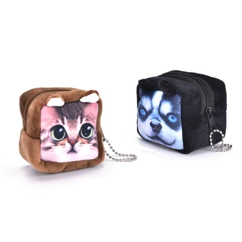 

1pcs 5 Styles Women Mini Coins Bag Square Shape Headset Package Bag Lady Cute Animal Face Coin Purse Wallet