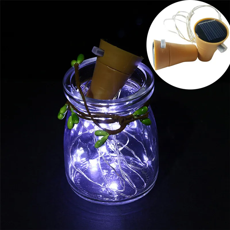 

10pcs 1M 10LED Cork Stopper Solar LED String Light Wine Bottle Copper Wire Fairy Garland String Light For Xmas Wedding