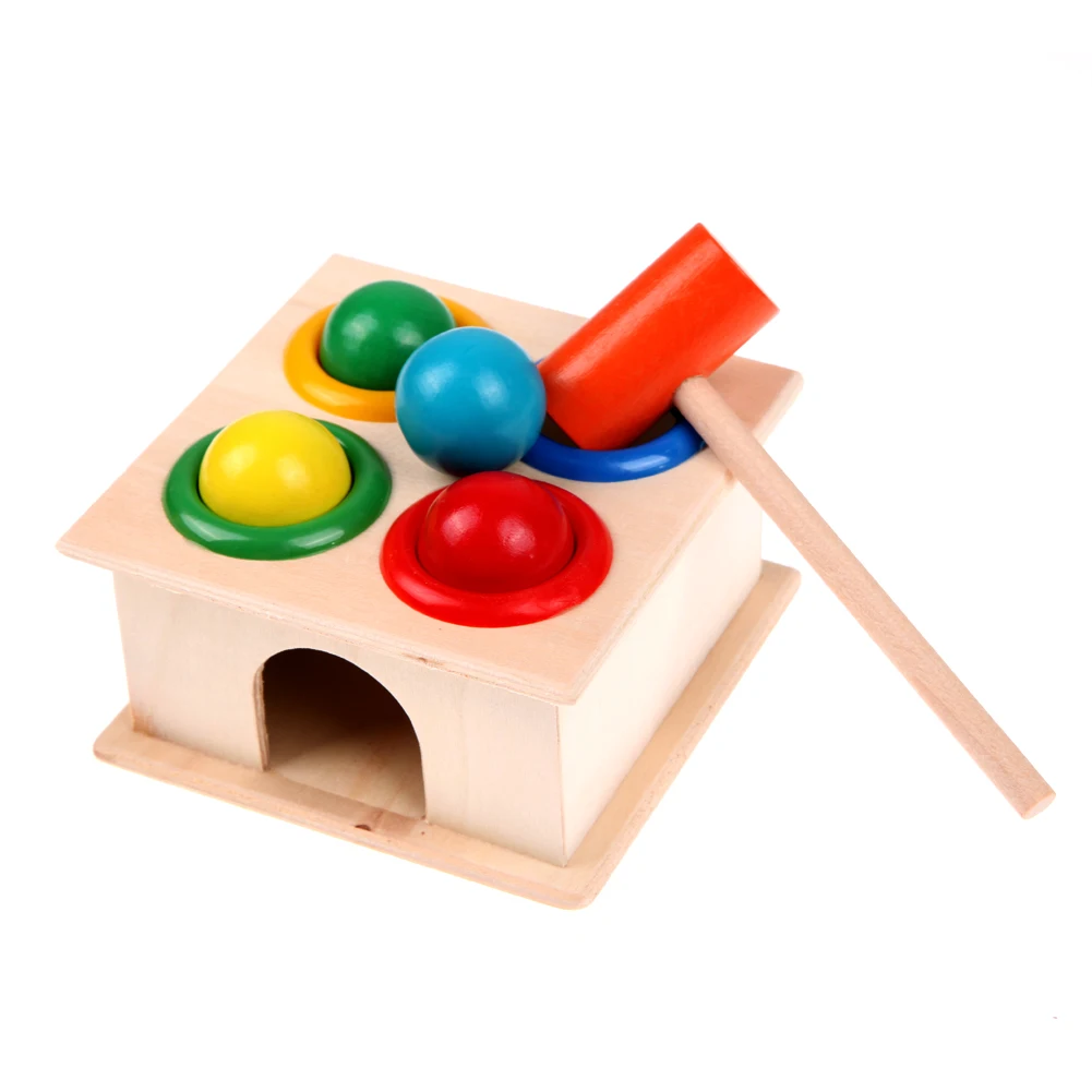 

JOCESTYLE Colorful Hammering Wooden Ball+Wooden Hammer Box Children Early Learning Knock Music Educational Toys Birthday Gift