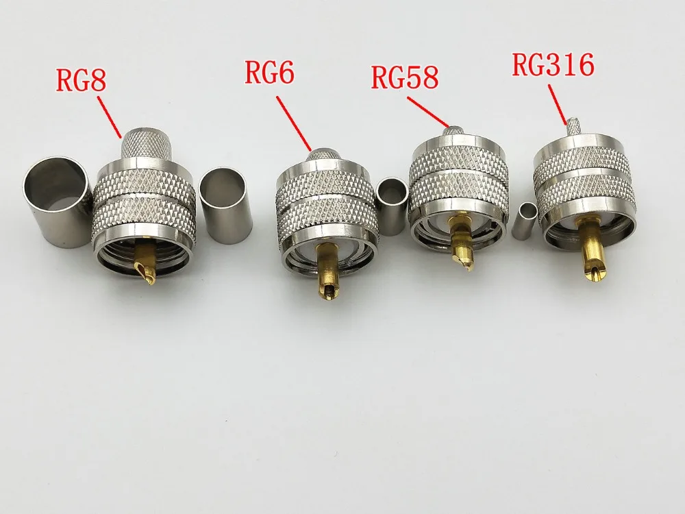 

20pcs/1000pcs COPPER PL259 UHF Male Crimp Plug RF Connector For RG8 RG6 RG58 RG316 CABLE