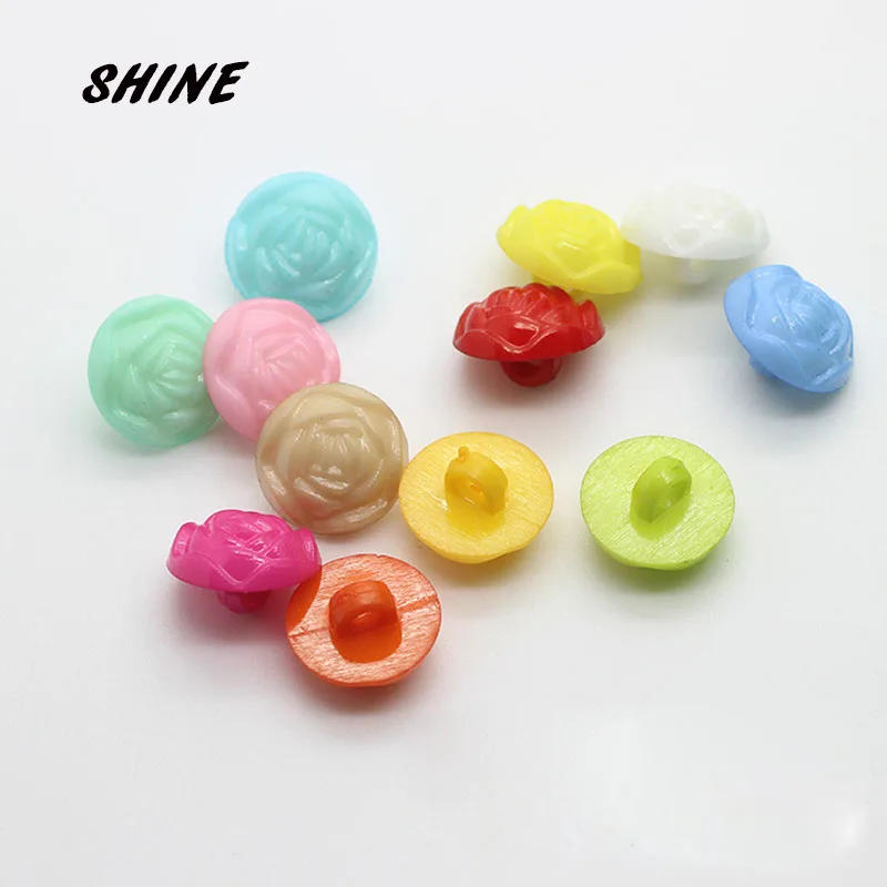 

SHINE Acrylic Sewing Buttons Scrapbooking Round Multicolor Mixed Shank Flower Pattern 13mm Dia. 50 PCs Costura Botones Decorate