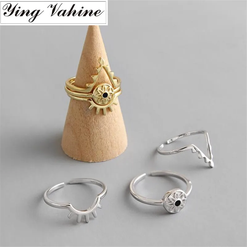 

ying Vahine Hottest 925 Sterling Silver Devil's Eye Ring Set 3pcs Detachable Eyes and Eyelashes Rings for Women anillos mujer