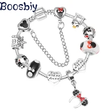 

Boosbiy European Fashion Vintage Mickey Minnie Charm Bracelet Women fit Original DIY Pandora Bracelet Jewelry Kids Gift BBA261