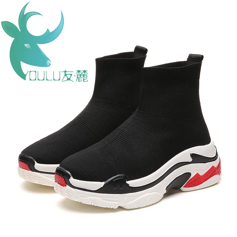

2018 Spring Soft Bottom Flexible Sock Ankle Boots Women Breathable Stretch Fabric Socks Shoes Woman Casual Shoes Short boots