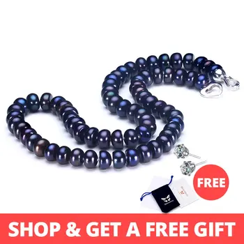 2019 Amazing New Real Black Pearl Jewelry Necklace For Women,Natural Freshwater Pearl Cute Love Shape Buckle,Fashion Jewelry