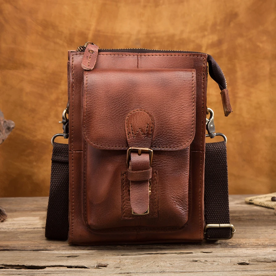 Design Original Leather Multifunction 8" Cross body Messenger Bag