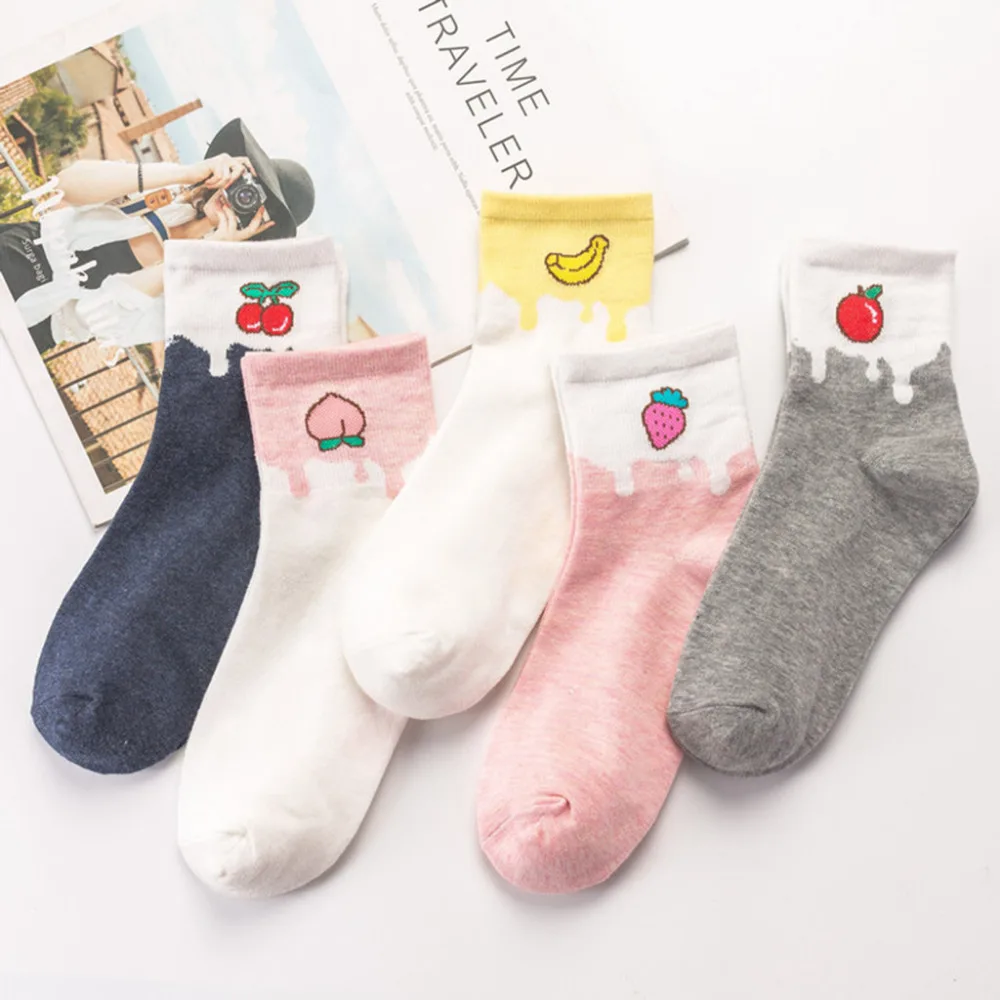 2019 Summer men and women fruit cotton short socks peach banana milk pattern sports socks breathable anti-slip socks 40M22 (12)
