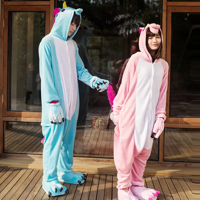 Image Flannel Cute Cartoon Cosplay Costumes Unicorn Pijamas Winter Sleepwear Pink Pegasus Animal Pajamas In One Piece Pyjama Licorne