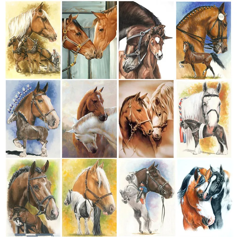 

5d Diy full circle diamond painting cross stitch animal horse diamond embroidery cross stitch diamond mosaic picture