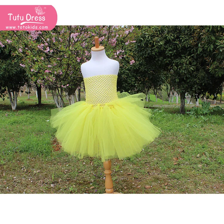 Pale Yellow Flower Girl Dress Tutu Dress Light Yellow Dress Baby Girls Tea Length Pale Yellow