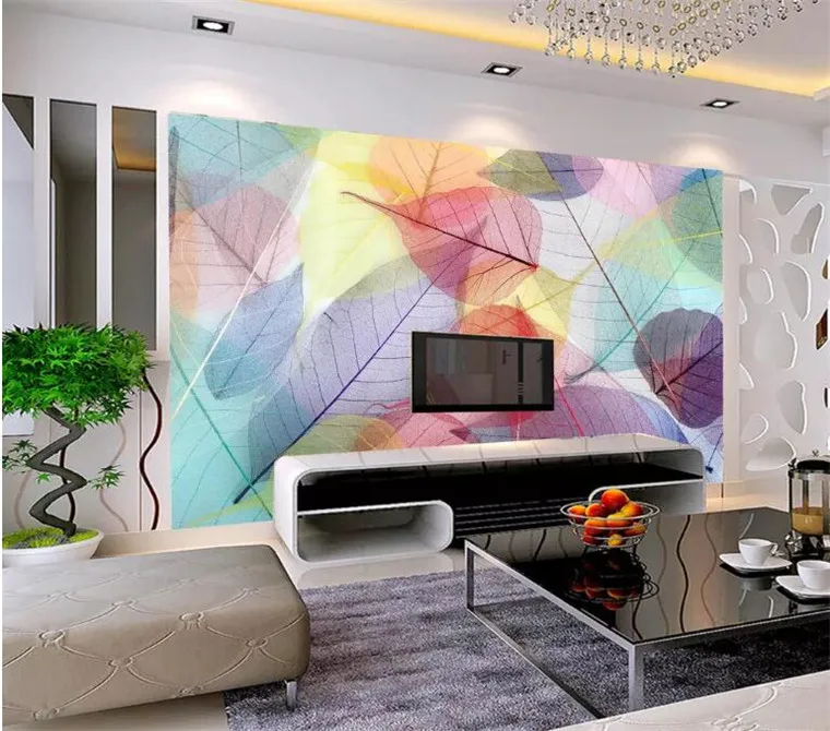 Пользовательские Современные 3d фото нетканые обои 3d фрески обои простая текстура художественные листья ТВ диван фон стены домашний декор