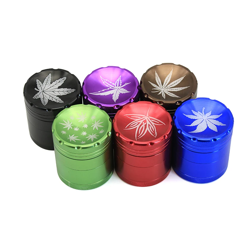 E.K.J RF005 40mm Metal Concave Leaf Pattern Herb Grinder Tobacco Smoke