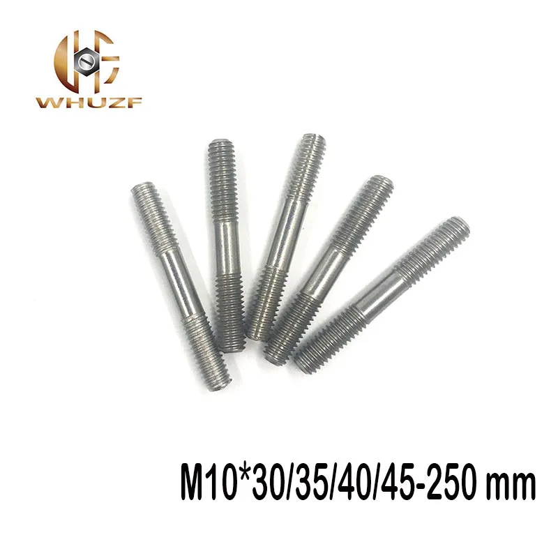 2pcs M10 304 Stainless Steel Double End Threaded Screw Headless Double Thread Studs Bolt M10*30