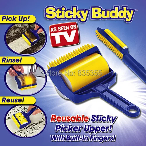 2SET 2Pcs AS Seen On TV Sticky Buddy Reusable Sticky Picker Roller Lint